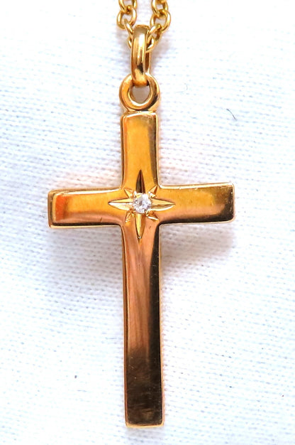 14kt gold cross diamond pendant 14kt 14 inch *v