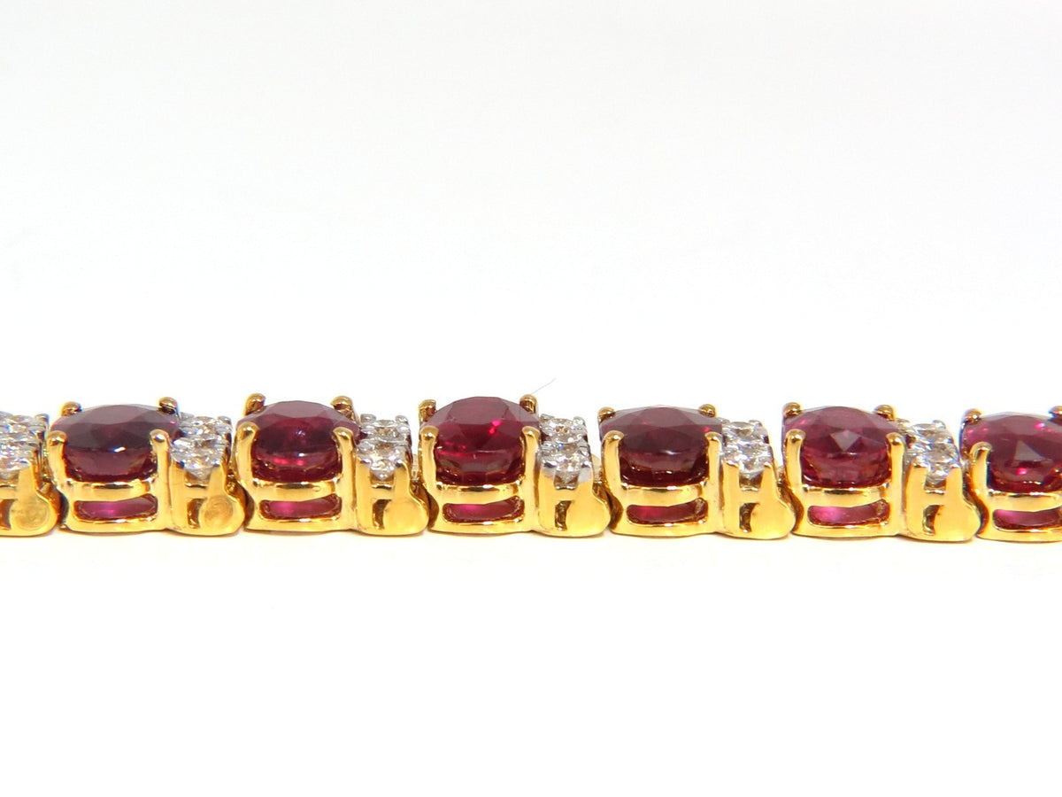 21.86ct NATURAL FINE VIVID RED RUBY DIAMONDS TENNIS BRACELET CLASSIC 14kt *v
