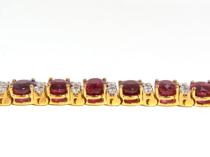 21.86ct NATURAL FINE VIVID RED RUBY DIAMONDS TENNIS BRACELET CLASSIC 14kt *v