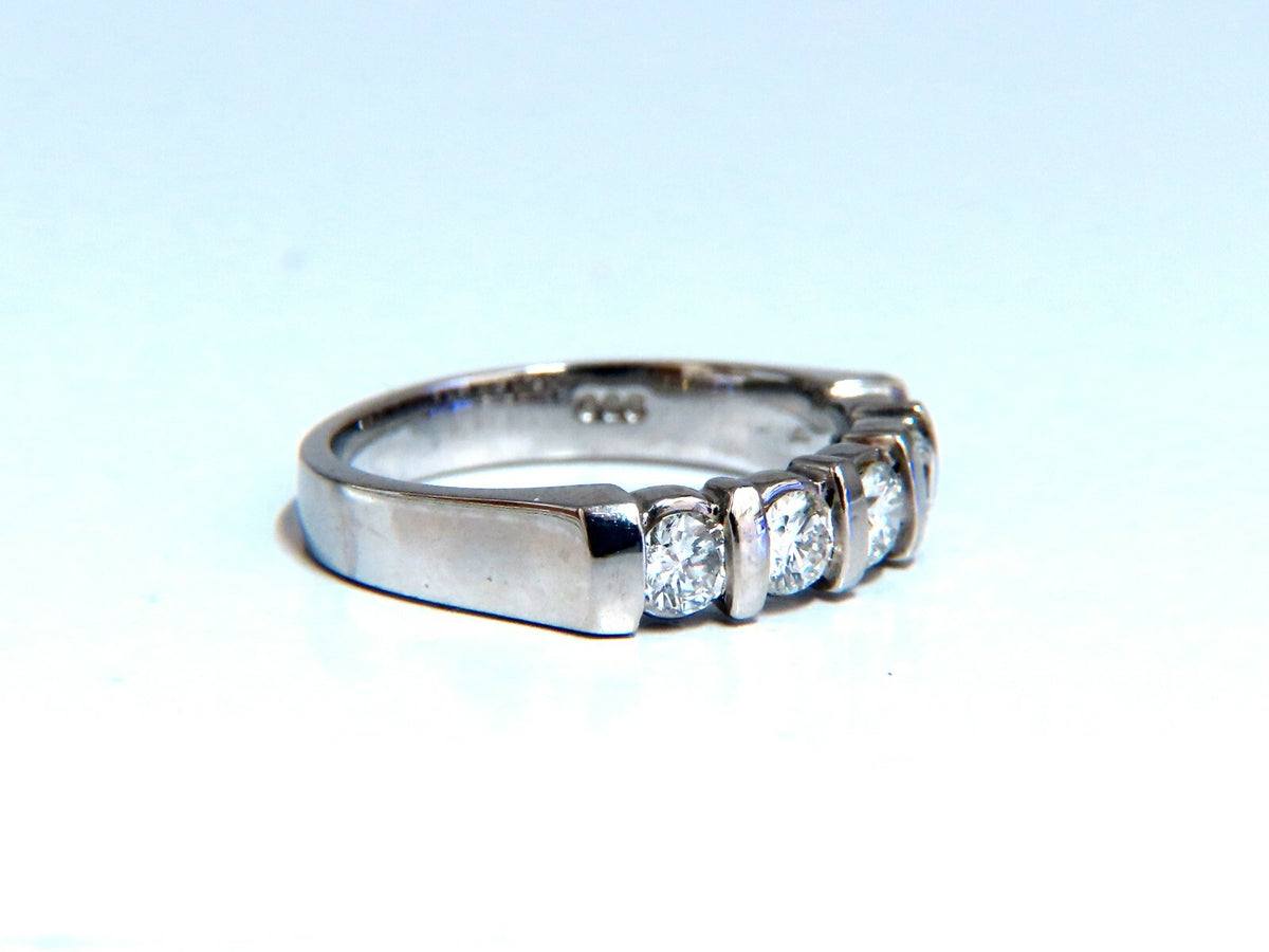 .75ct Natural Round Diamonds Channel Bar Ring 14kt *v