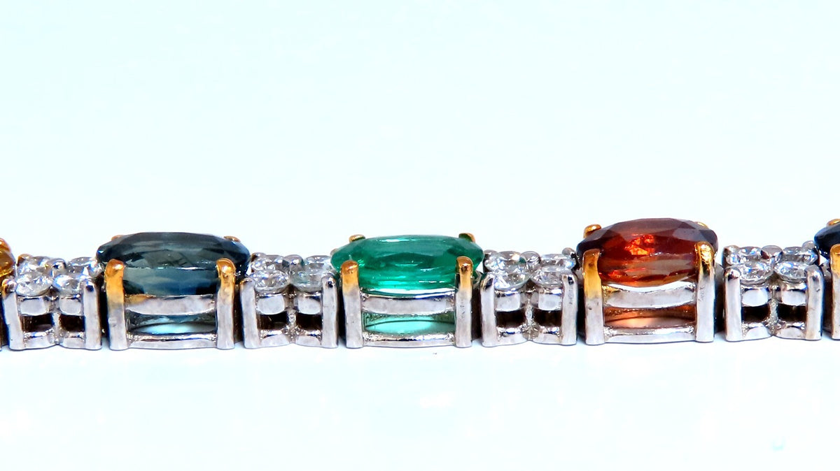 10ct Natural Sapphire Emerald Green Garnet Diamond Tennis Bracelet 14kt gold *v