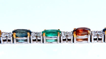 10ct Natural Sapphire Emerald Green Garnet Diamond Tennis Bracelet 14kt gold *v