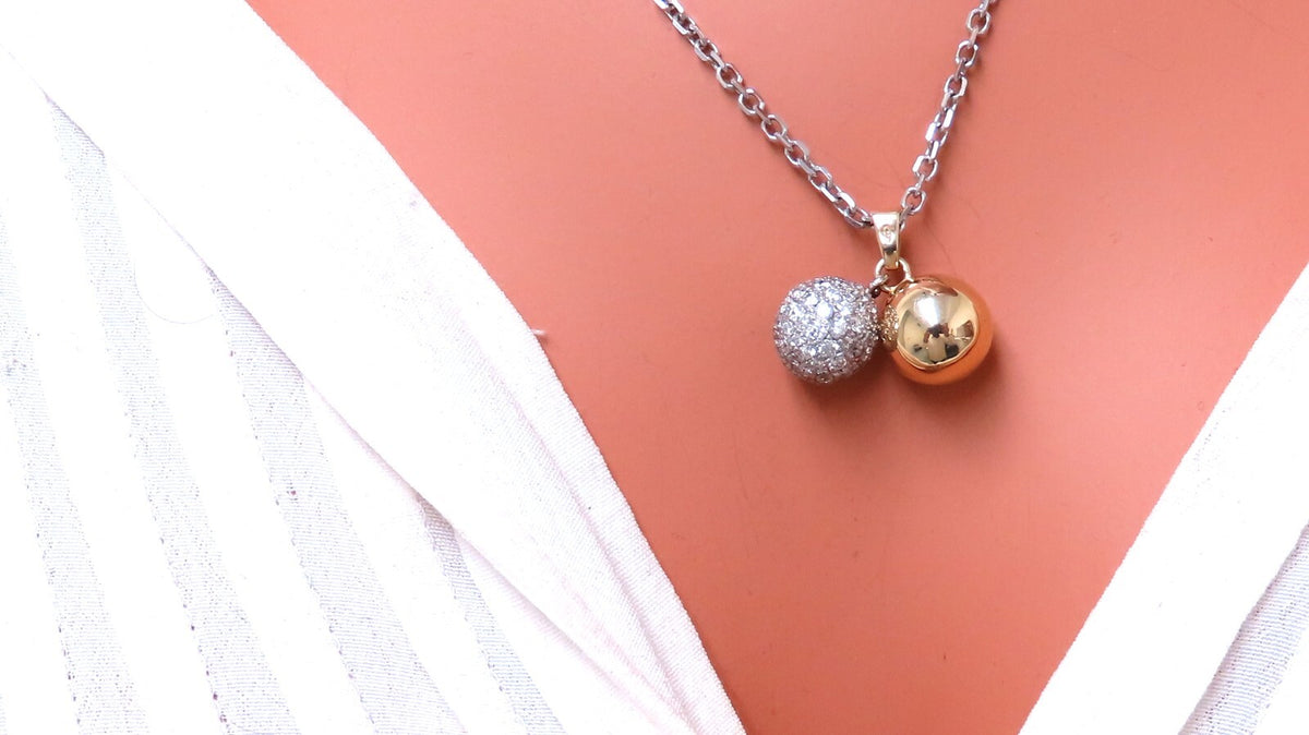 1.18ct Natural Diamonds Ball & Gold Dangle Pendant 14kt *v