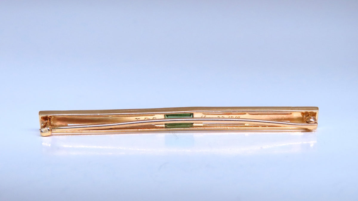 Estate Circa 1918 Tie Bar / hair pin 14kt Gold Bright Tourmaline *v