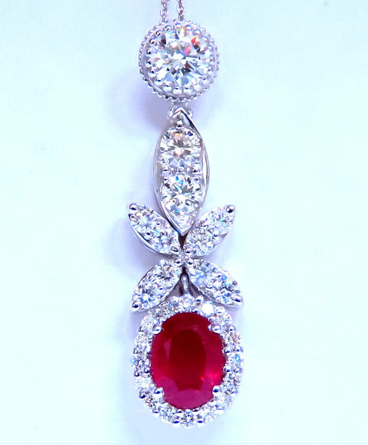 GIA Certified 1.48ct Natural Ruby Diamond Necklace 14kt Gold 47711 *v
