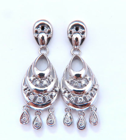 .60 carat natural diamond semi crescent dangle earrings 14kt *v