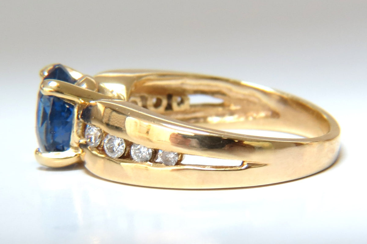 GIA Certified 2.66ct natural no heat sapphire diamond ring 14kt. unheated blue*v