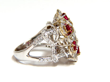 18kt Natural Fancy color Diamond Ruby Cocktail Cluster ring *v