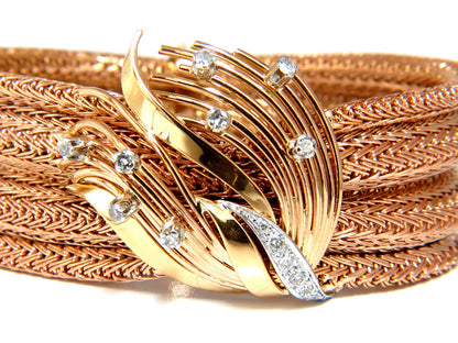 Vintage Argentina Republic 18kt Flex Mesh Tubular .50ct. Diamonds Bracelet *v
