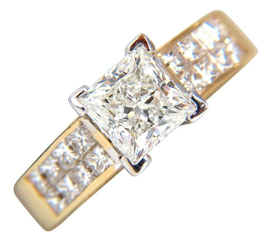 GIA 1.03ct Princess Cut Diamonds Ring and Channel Side Diamond Brilliant 42455*v