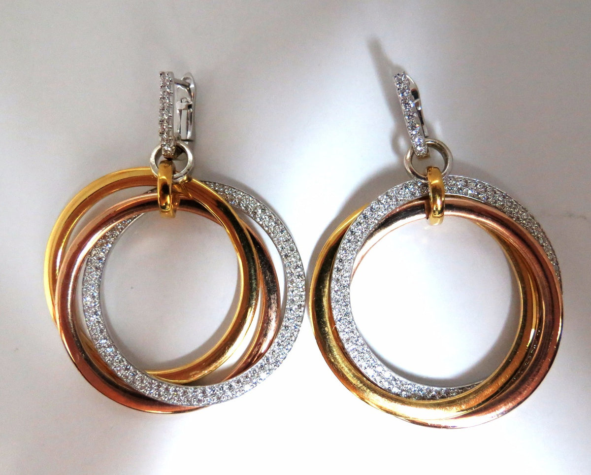 3.80ct natural diamonds rolling loop rings dangle earrings 14kt multi *v