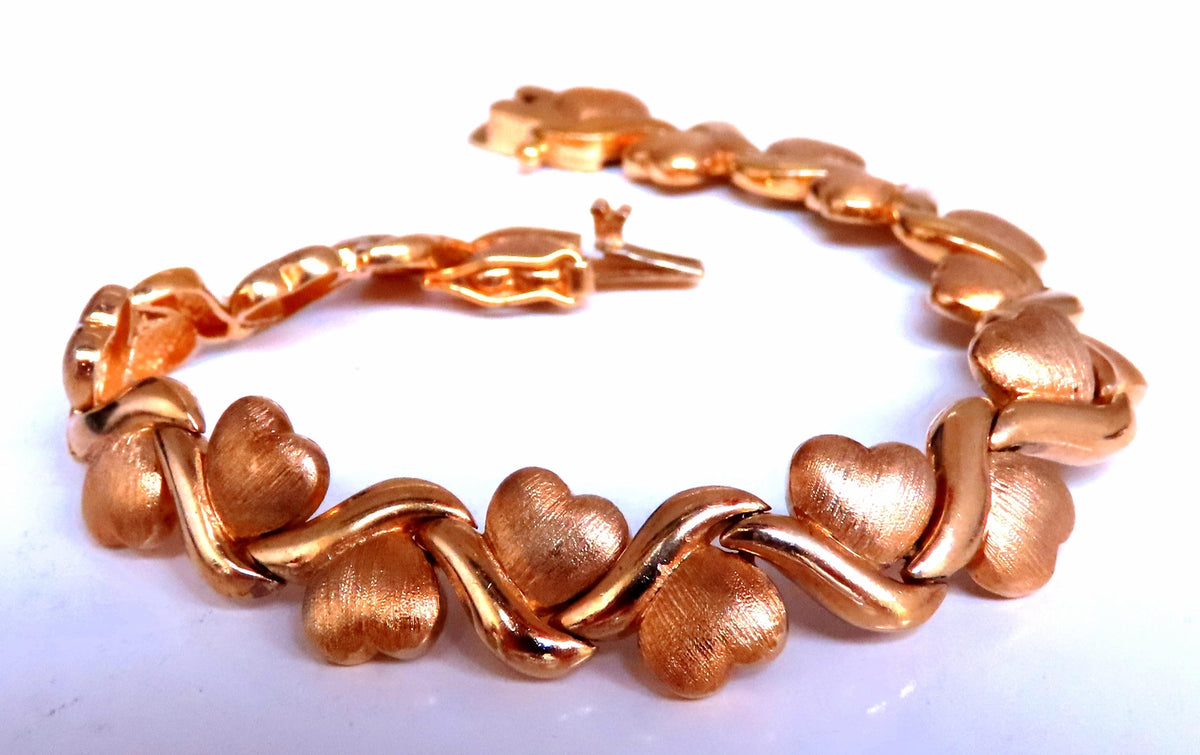 Sterling Silver Gold Plated Hearts X Bracelet 12454 *v