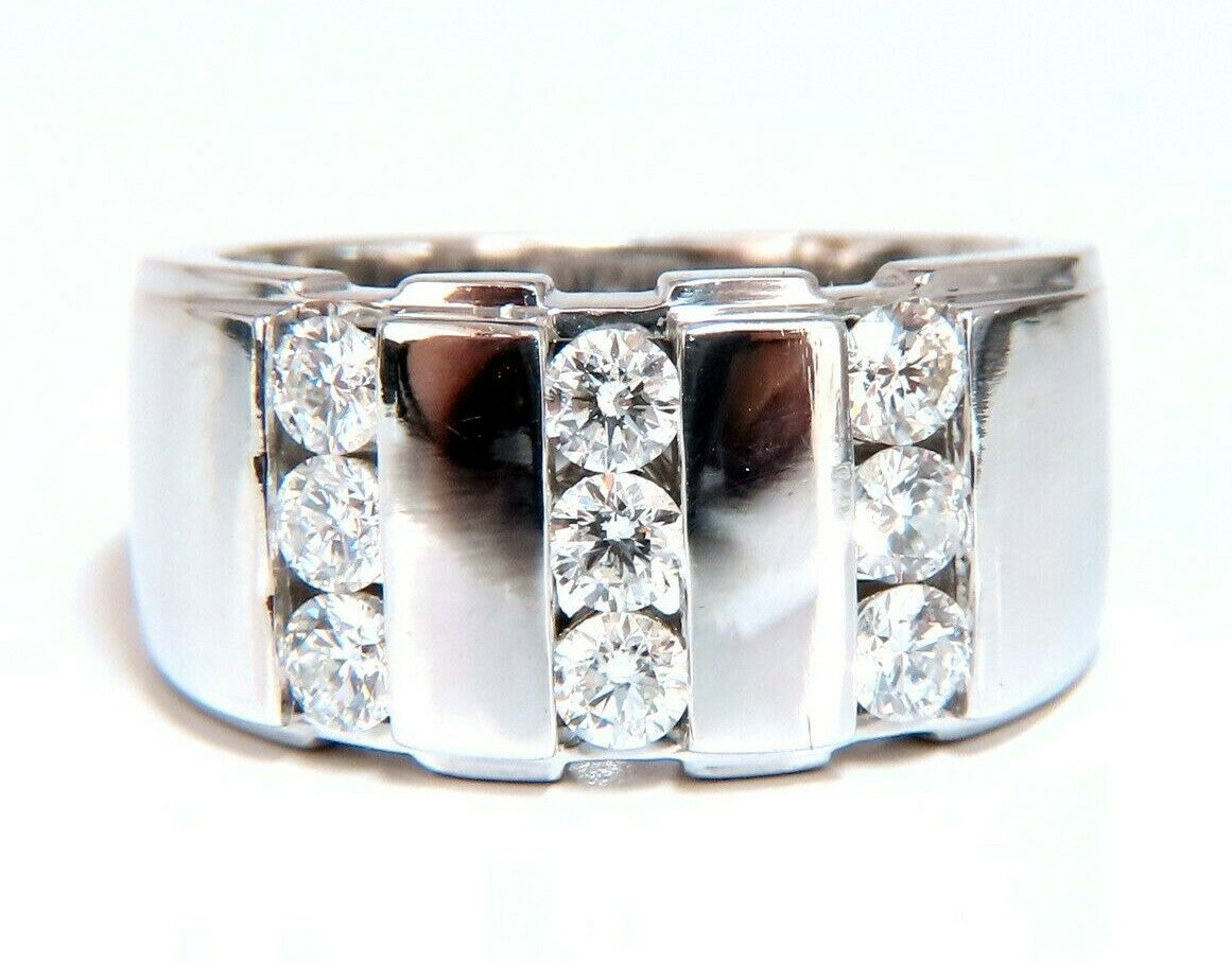 1.05ct Natural Round cut Diamonds mens band 14kt Channel (9) Comfort Fit *v