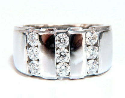 1.05ct Natural Round cut Diamonds mens band 14kt Channel (9) Comfort Fit *v