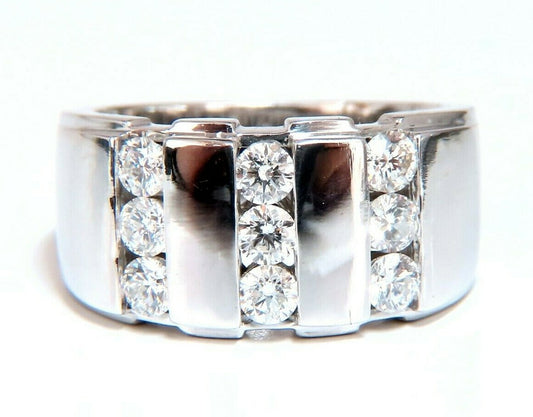 1.05ct Natural Round cut Diamonds mens band 14kt Channel (9) Comfort Fit *v