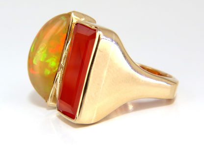 17.44ct Natural Opal & Garnet Diamonds ring 14kt Deco Prime *v