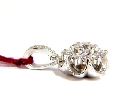 1.01CT NATURAL DIAMONDS CLUSTER RAISED CLOVER PENDANT 14KT G/VS *v