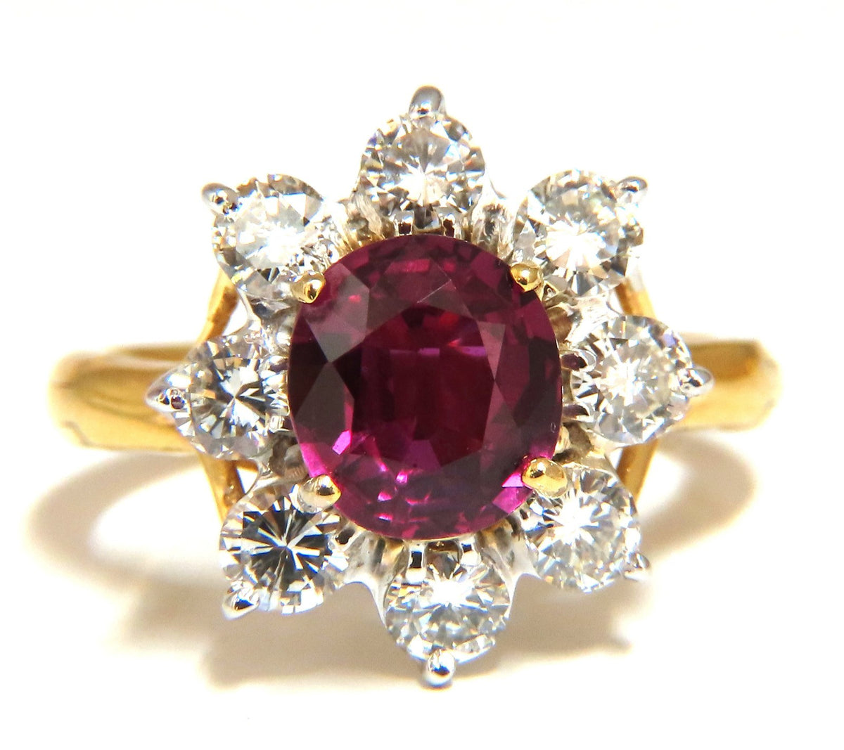 GIA Certified 3.20ct No Heat Red Natural Ruby Diamonds ring 14 Karat *v