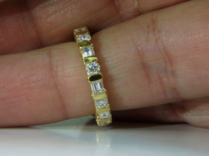 1.50CT NATURAL DIAMOND ETERNITY BAND BAGUETTE ROUNDS 14KT *v