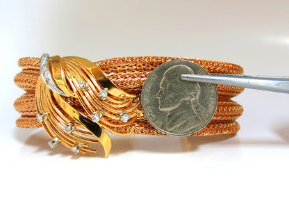 Vintage Argentina Republic 18kt Flex Mesh Tubular .50ct. Diamonds Bracelet *v