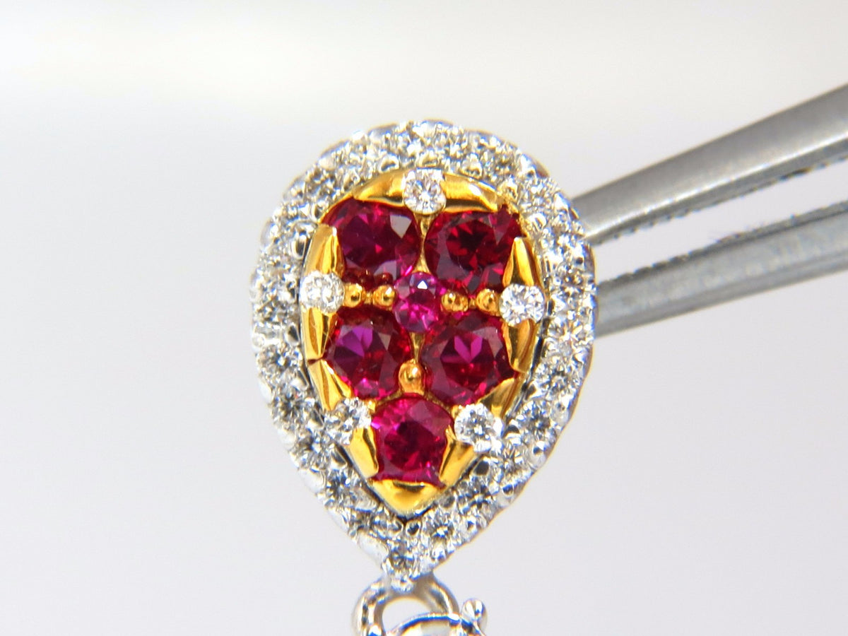 3.00ct natural red ruby diamond by yard dangle earrings 14kt *v