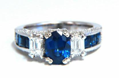 GIA Certified 1.86ct Natural Sapphire Diamonds Ring & matching eternity band *v