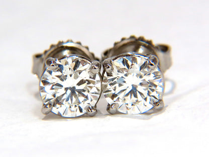 GIA 1.80CT NATURAL ROUND BRILLIANT DIAMOND STUD EARRINGS PLATINUM IDEAL *v