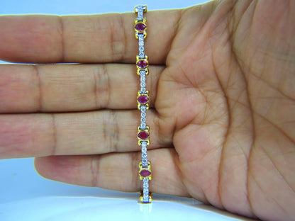 3.76ct natural ruby diamonds tennis bracelet 14kt gold vivid red *v