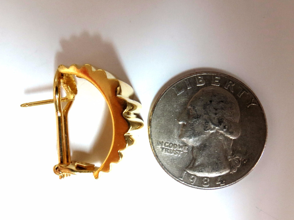 18kt 3D Regency Deco Grill Form Earrings Omega *v