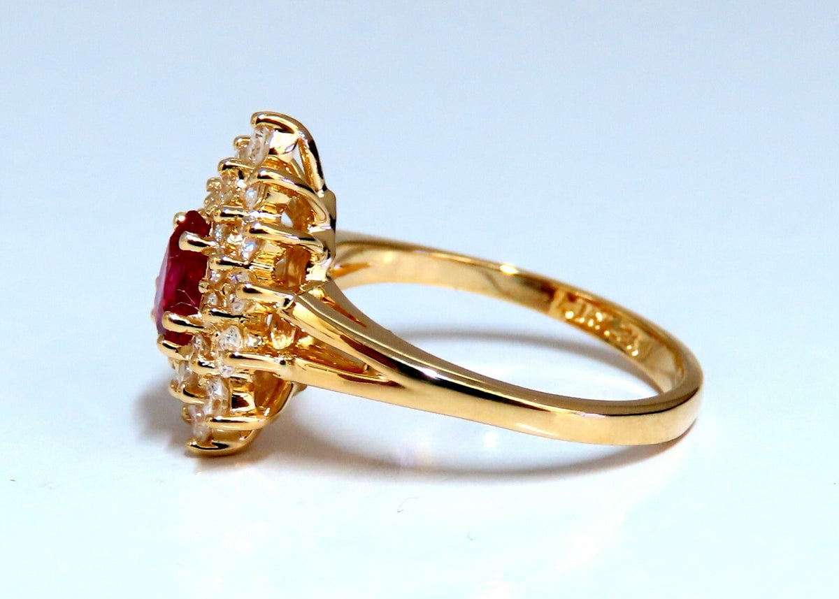 1.02ct Natural Ruby Diamonds Ring Pear Cluster 14kt gold *v