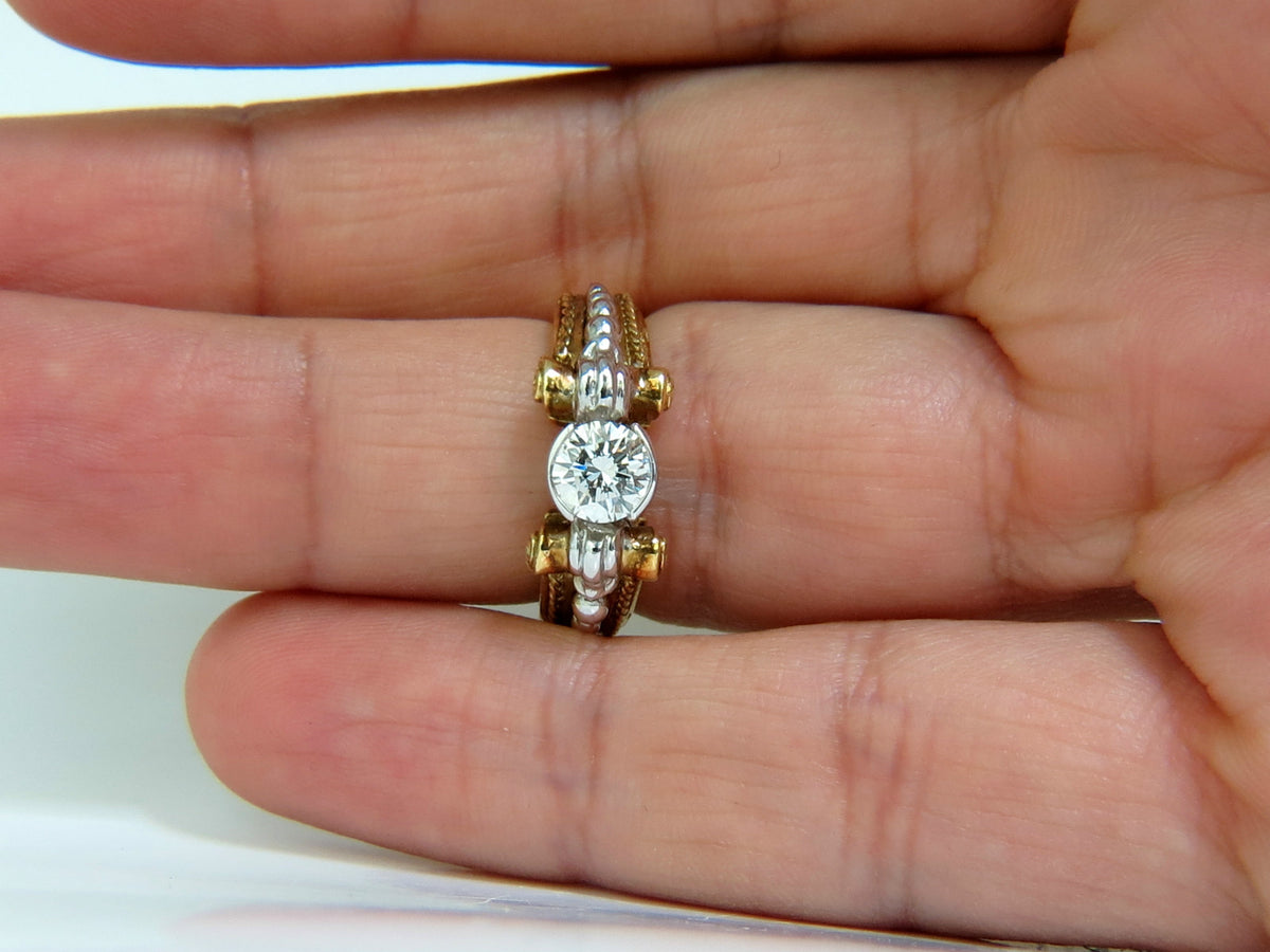 18KT .73CT ROUND BRILLIANT NATURAL DIAMOND RING GILT DECO H/VS *v
