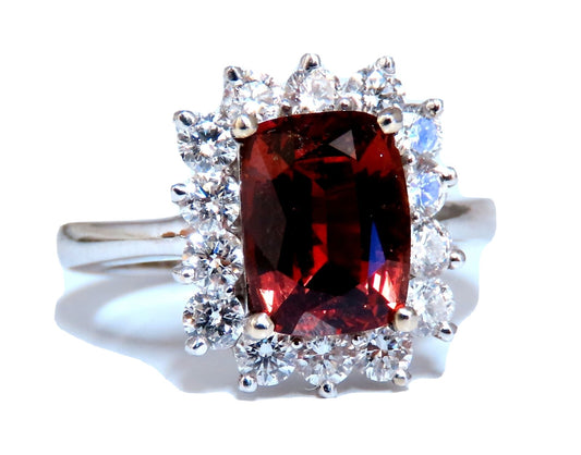GIA Certified 3.38ct Natural Orange Sapphire Diamonds Ring 14kt No Heat *v