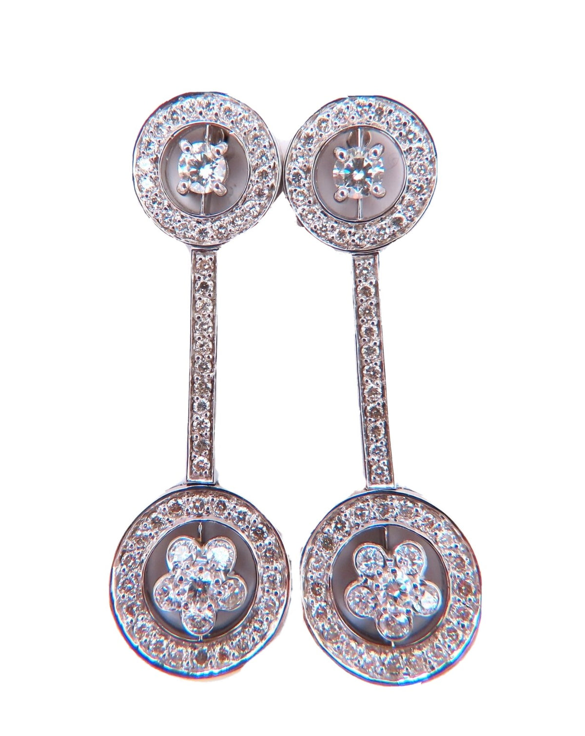 2.30ct natural diamonds cluster bar stud earrings 18kt gold *v