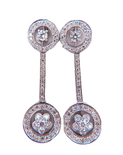 2.30ct natural diamonds cluster bar stud earrings 18kt gold *v