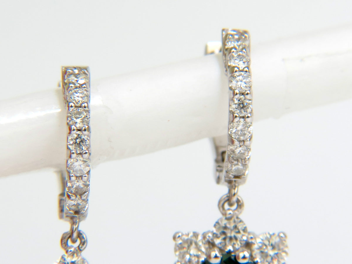 2.88CT NATURAL FINE GEM TSAVORITE DIAMOND DANGLE EARRINGS HOOP 14KT G/VS *v