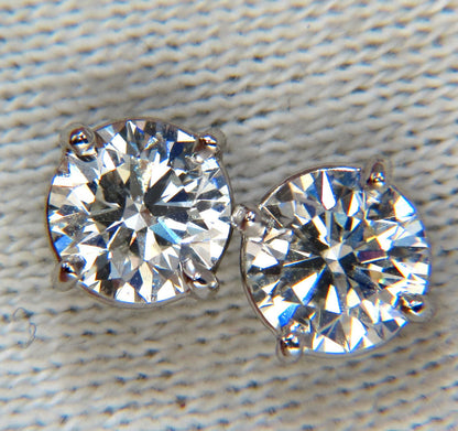 GIA 1.80CT NATURAL ROUND BRILLIANT DIAMOND STUD EARRINGS PLATINUM IDEAL *v