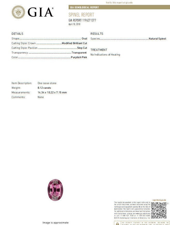 GIA Certified 8.12ct Natural No Heat Spinel 6.00ct Diamonds Ring 18Kt*v