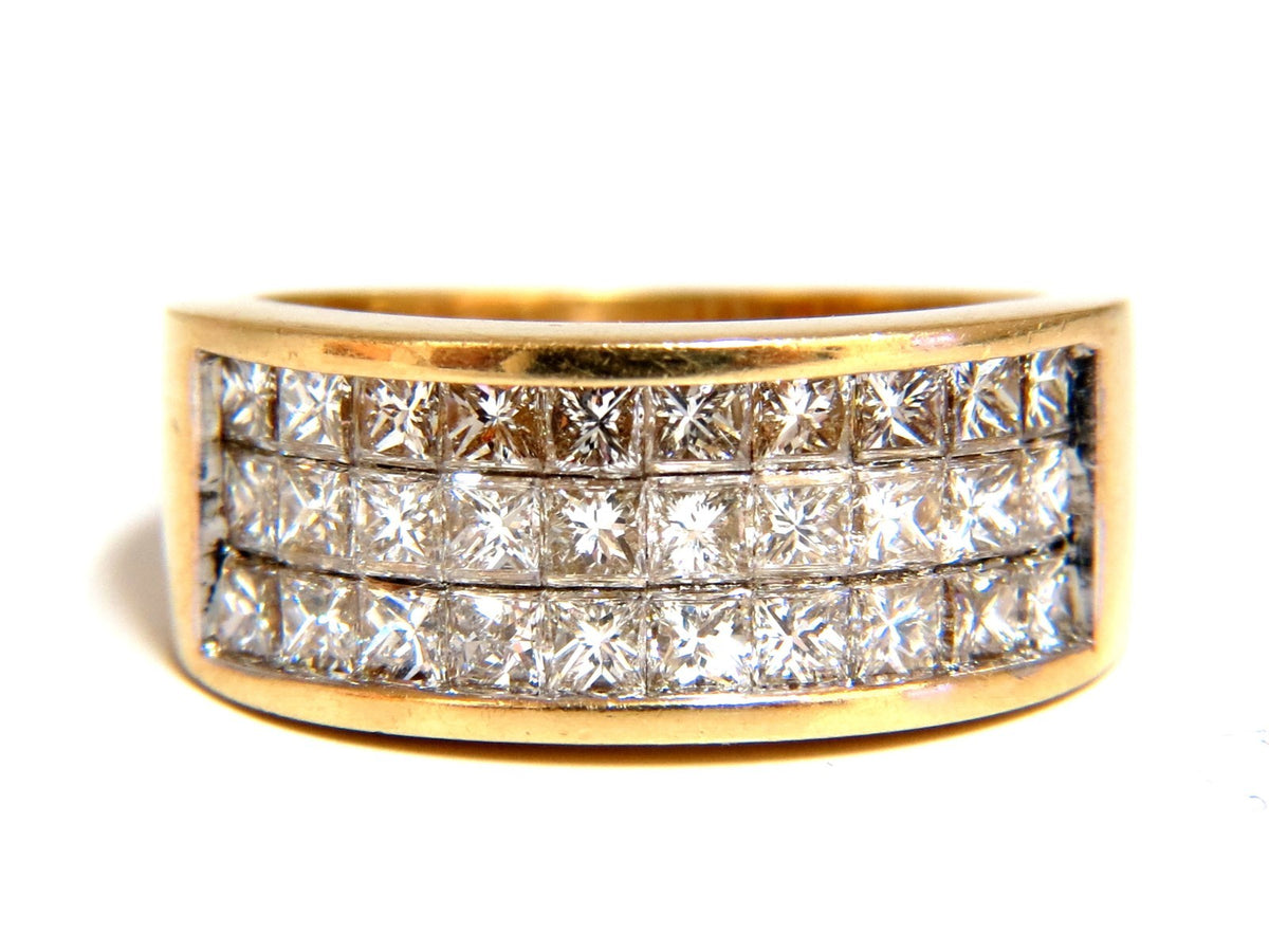 1.86ct natural princess cut diamonds triple channel band 14kt *v