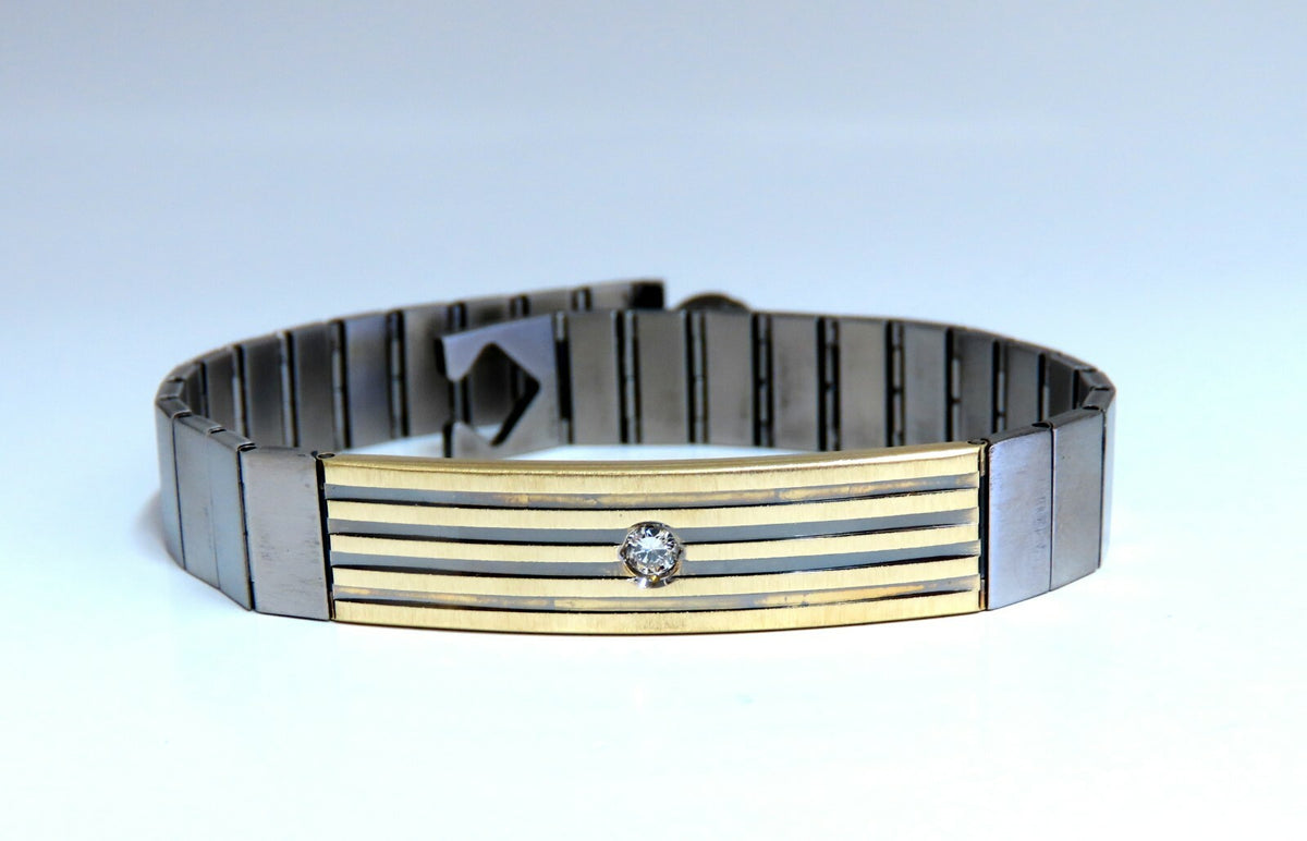 1980's Retro Mod 18kt Stainless Steel Diamond Bracelet *v