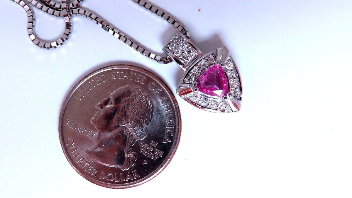 .76ct natural Trillion shaped sapphire diamonds pendant 14kt *v