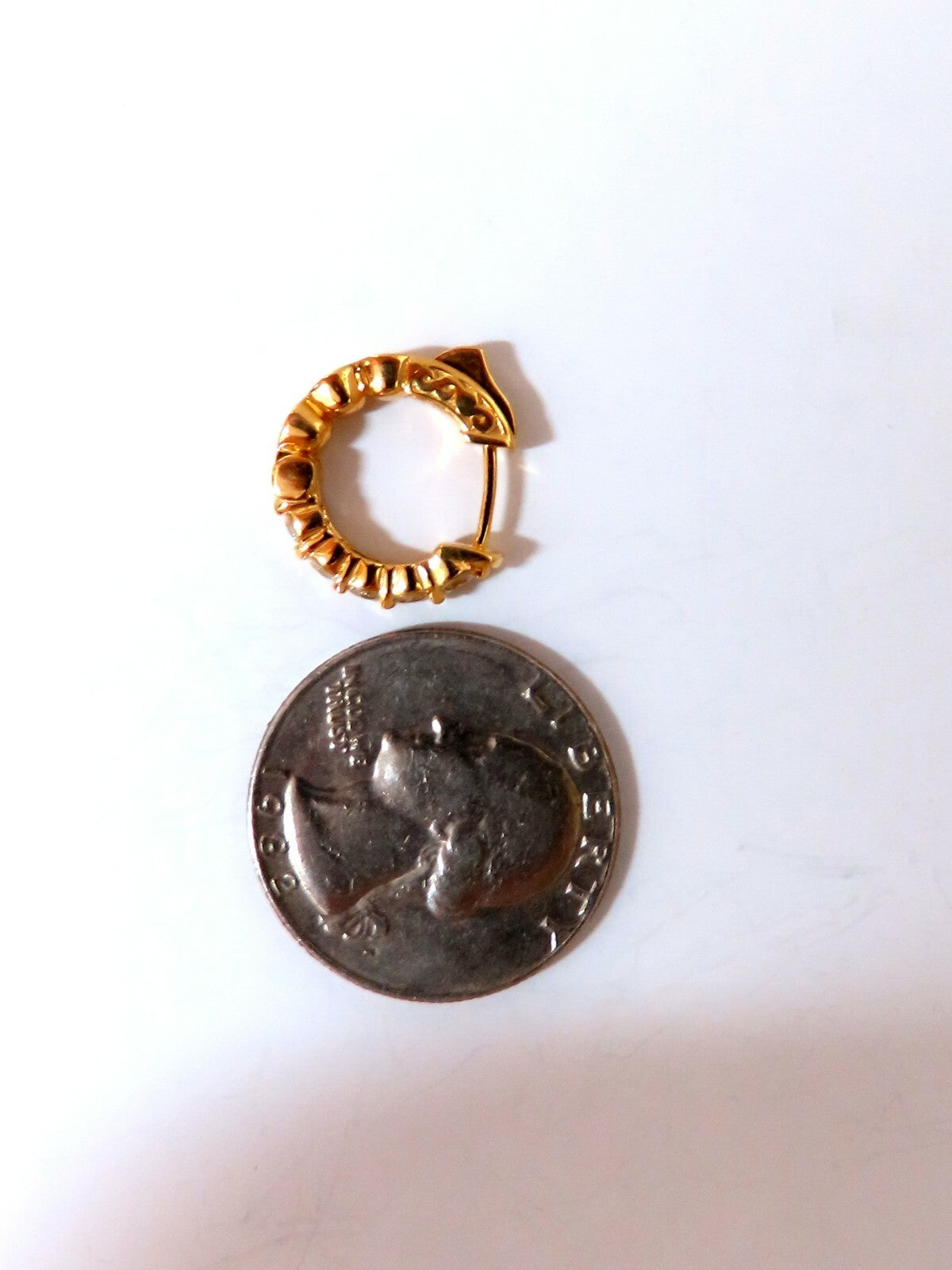 .88ct Natural Round Diamond mini hoop earrings 14kt yellow gold Dime *v