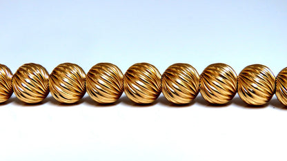 14kt Gold Bead Necklace 17.5 inch 9mm *v