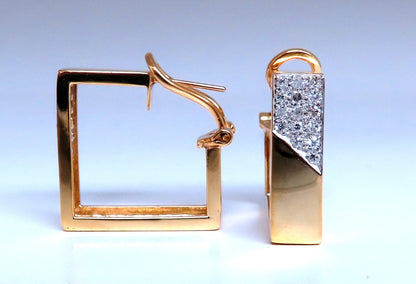 .50ct Natural Round Diamond Retro hoop earrings 14kt yellow gold square *v