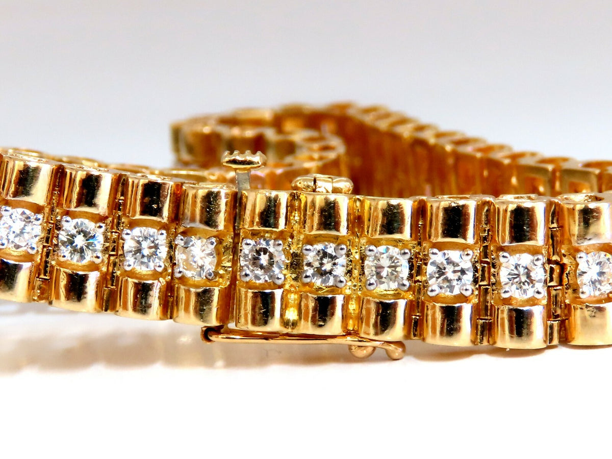 3.30ct natural round diamonds tubular wide bracelet 14 karat 9.4mm *v