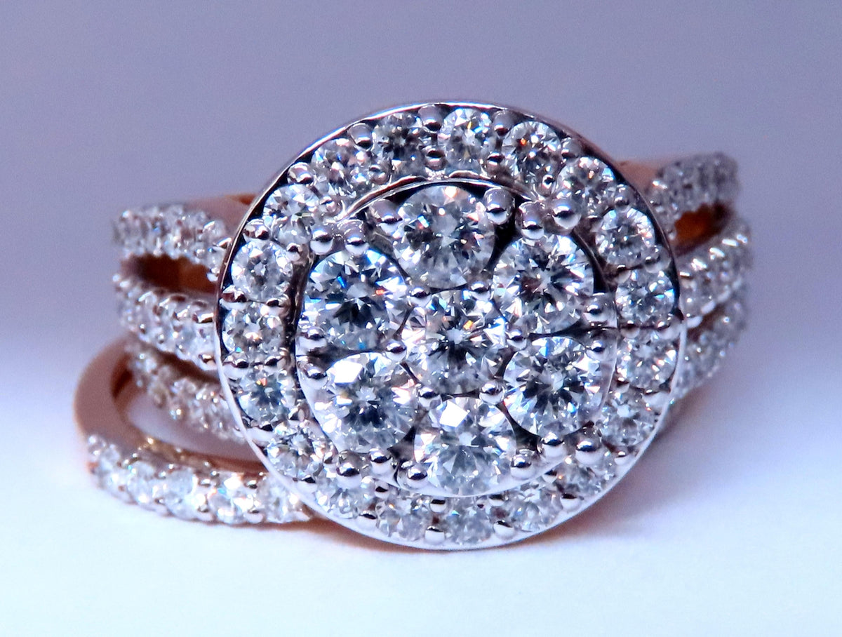 1.70ct Natural Round Diamonds Cluster Ring & Matching Band 14kt 12635 *v