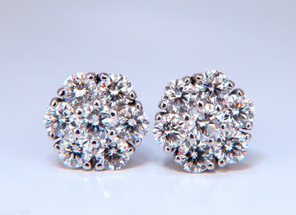 1.70ct. natural round diamond cluster earrings 14 karat floreta *v