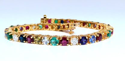11.80ct Natural Sapphire Ruby Emerald Amethyst Tennis Bracelet 14kt Gem Line *v