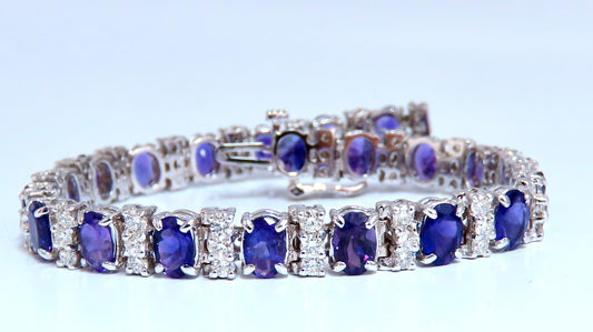 10ct Natural Oval Purple Amethysts Diamonds Tennis Bracelet 14kt Gold *v