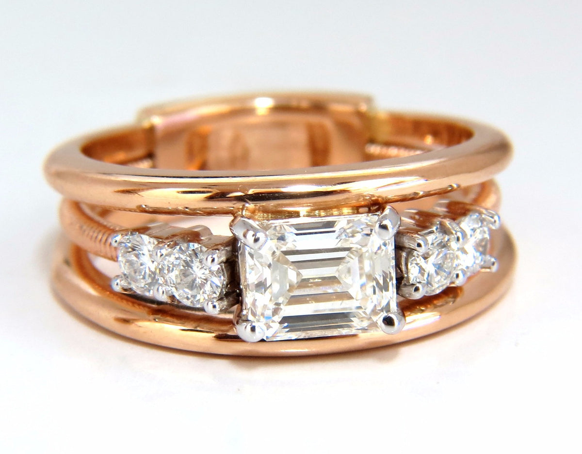 GIA Certified 1.46ct Emerald Cut Diamonds ring 18kt F/VVs-1 Coil *v