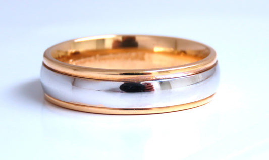 Two Toned Unisex Gold Band 14kt gold Size 10 5.8mm *v